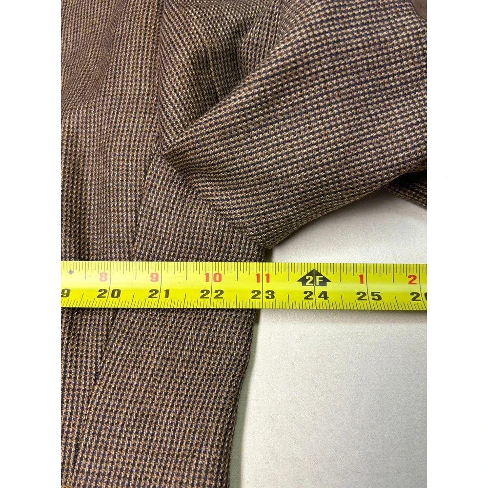 Stafford Essentials Classic Fit Wool Blazer Brown Herringbone Elbow Patches‎ 44L